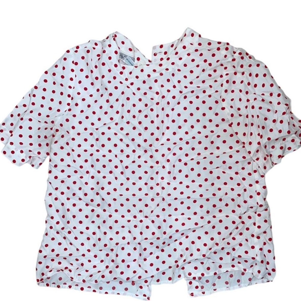 White Blouse with Red Polka Dots